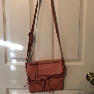 Pink leather off the shoulder purse!